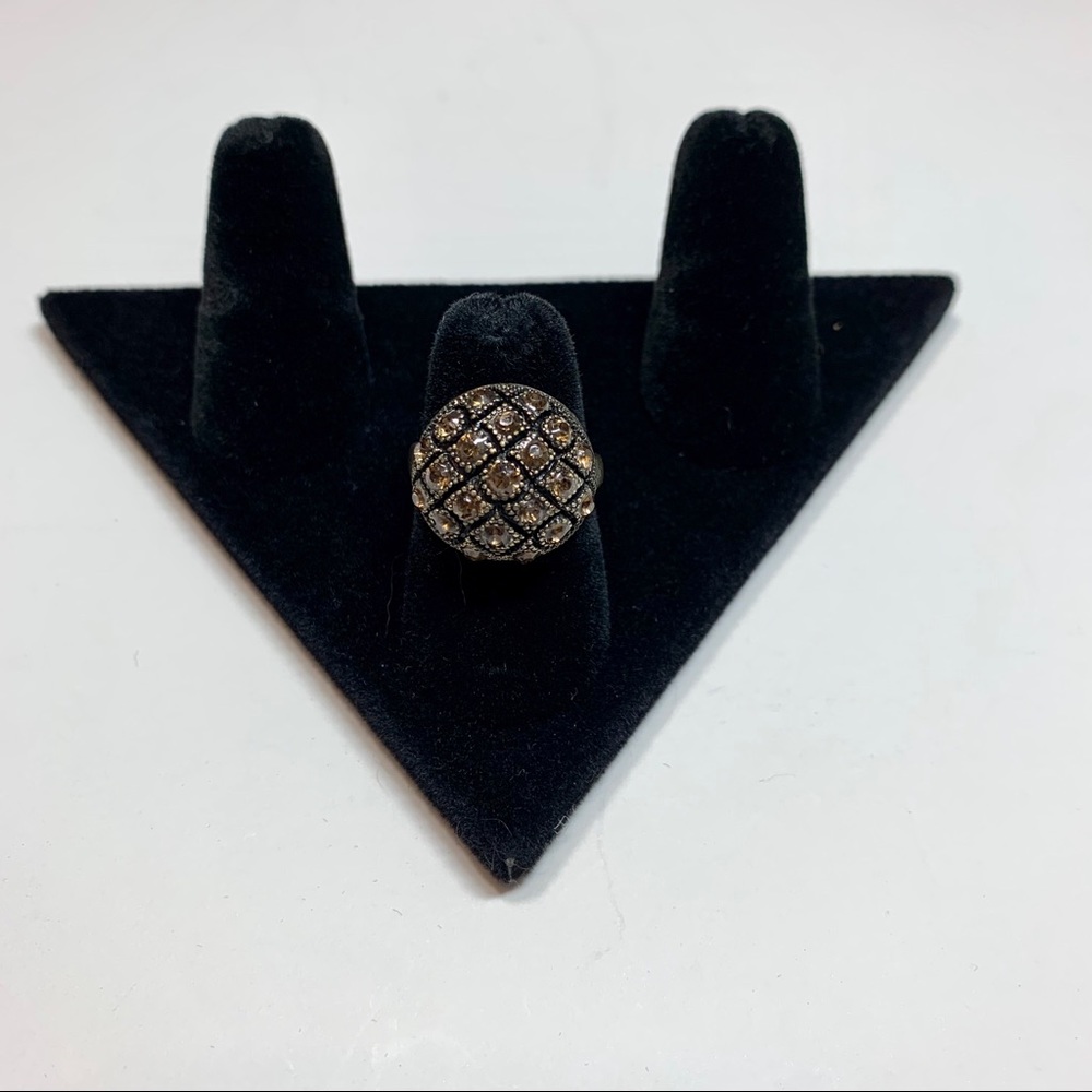 Lia sophia brown rhinestone statement ring